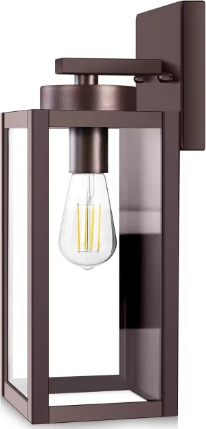 BesLowe Outdoor Wall Light Fixtures, Exterior Waterproof Wall Lanterns, Brown Porch Sconces Wall Mounted Lighting with E26 Sockets & Glass Shades, Modern Wall Lamps for Patio Front Door Entryway