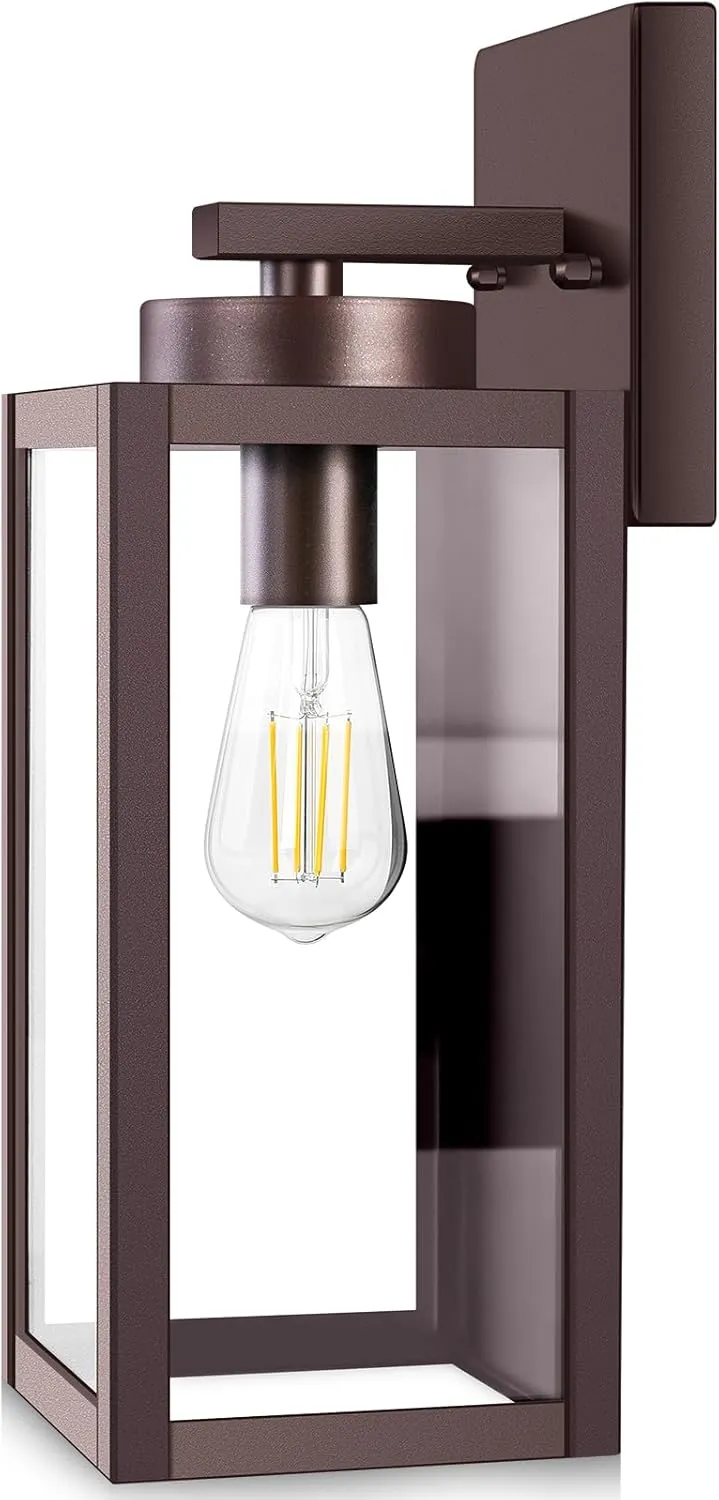 BesLowe Outdoor Wall Light Fixtures, Exterior Waterproof Wall Lanterns, Brown Porch Sconces Wall Mounted Lighting with E26 Sockets & Glass Shades, Modern Wall Lamps for Patio Front Door Entryway