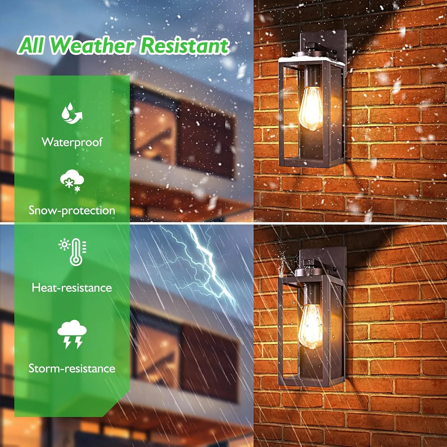 BesLowe Outdoor Wall Light Fixtures, Exterior Waterproof Wall Lanterns, Brown Porch Sconces Wall Mounted Lighting with E26 Sockets & Glass Shades, Modern Wall Lamps for Patio Front Door Entryway