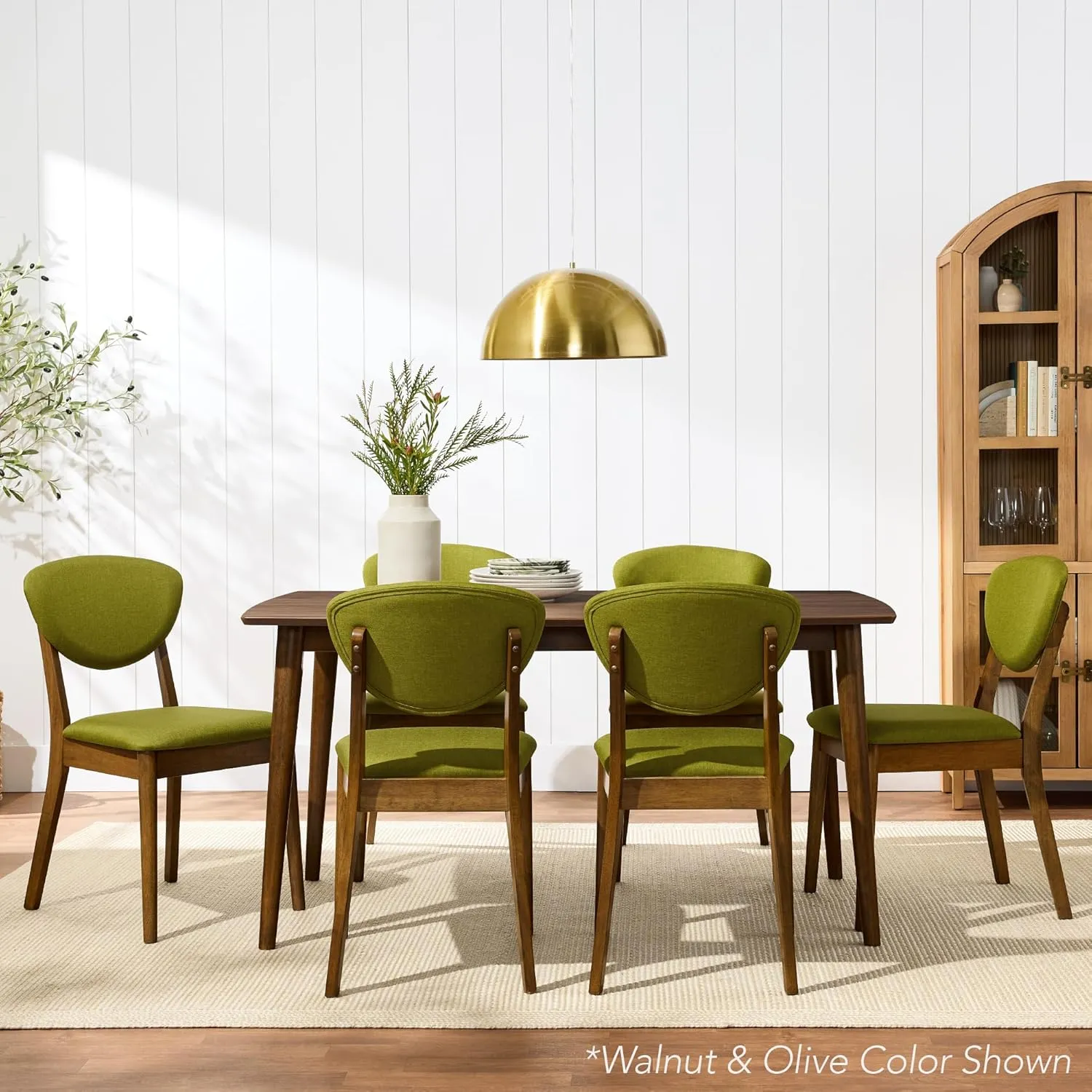 Best Choice Products Dining Chairs Set of 2, Mid-Century Modern Upholstered Wood, Armless w/Seat Cushion, Padded Backrest - Oak/Light Gray