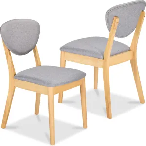 Best Choice Products Dining Chairs Set of 2, Mid-Century Modern Upholstered Wood, Armless w/Seat Cushion, Padded Backrest - Oak/Light Gray