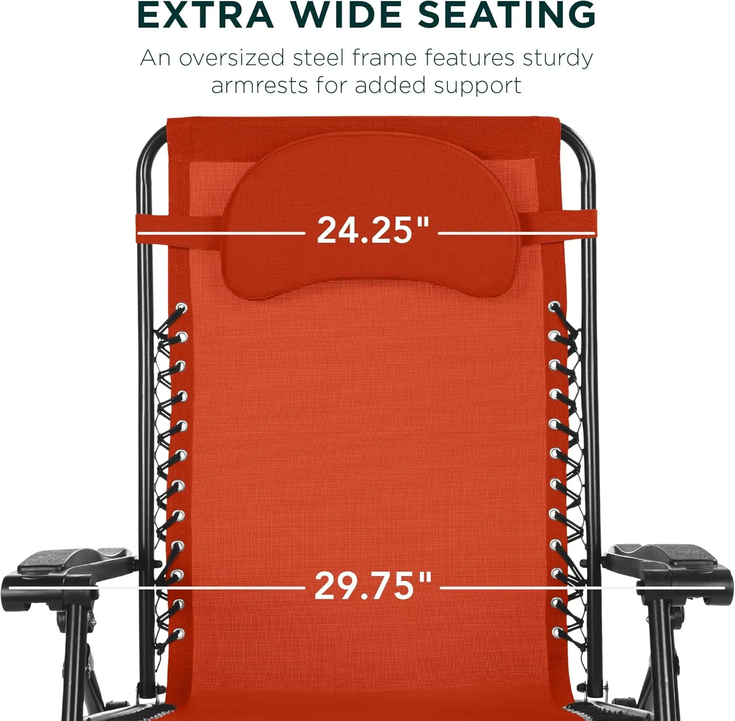 Best Choice Products Oversized Zero Gravity Chair, Folding Outdoor Patio Lounge Recliner w/Cup Holder Accessory Tray, Pillow - Burnt Orange