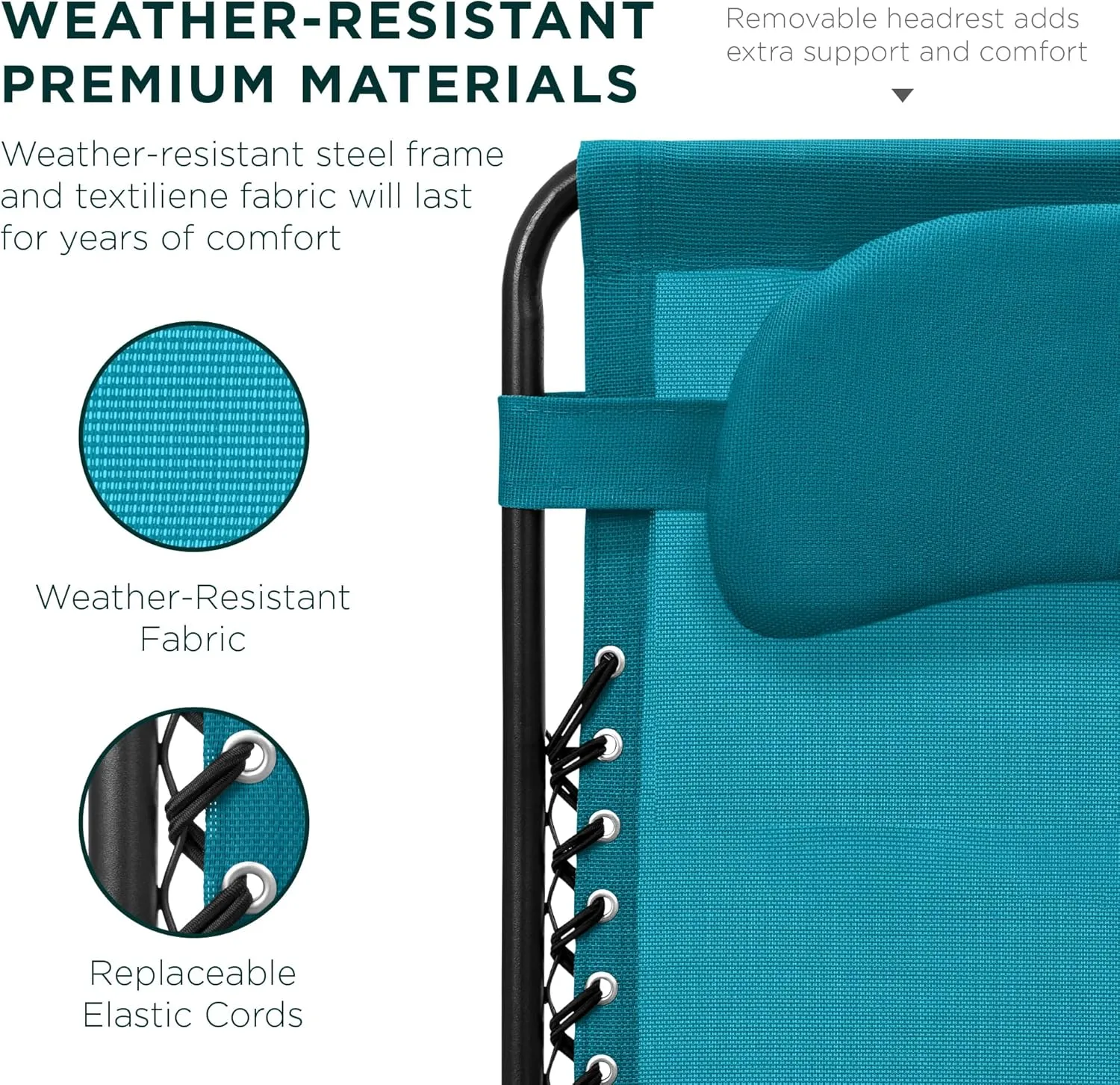Best Choice Products Oversized Zero Gravity Chair, Folding Outdoor Patio Lounge Recliner w/Cup Holder Accessory Tray, Pillow - Peacock Blue