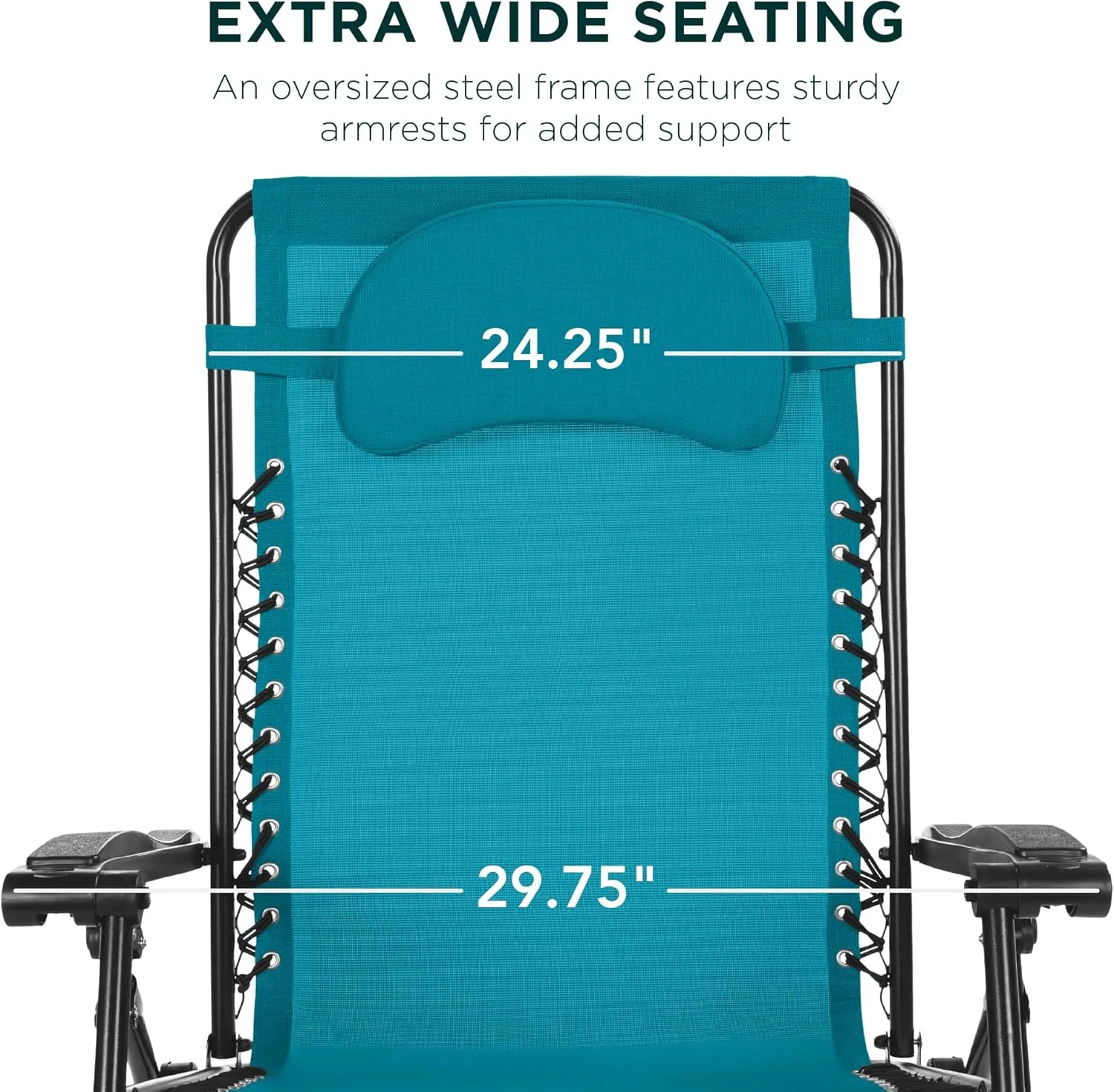 Best Choice Products Oversized Zero Gravity Chair, Folding Outdoor Patio Lounge Recliner w/Cup Holder Accessory Tray, Pillow - Peacock Blue