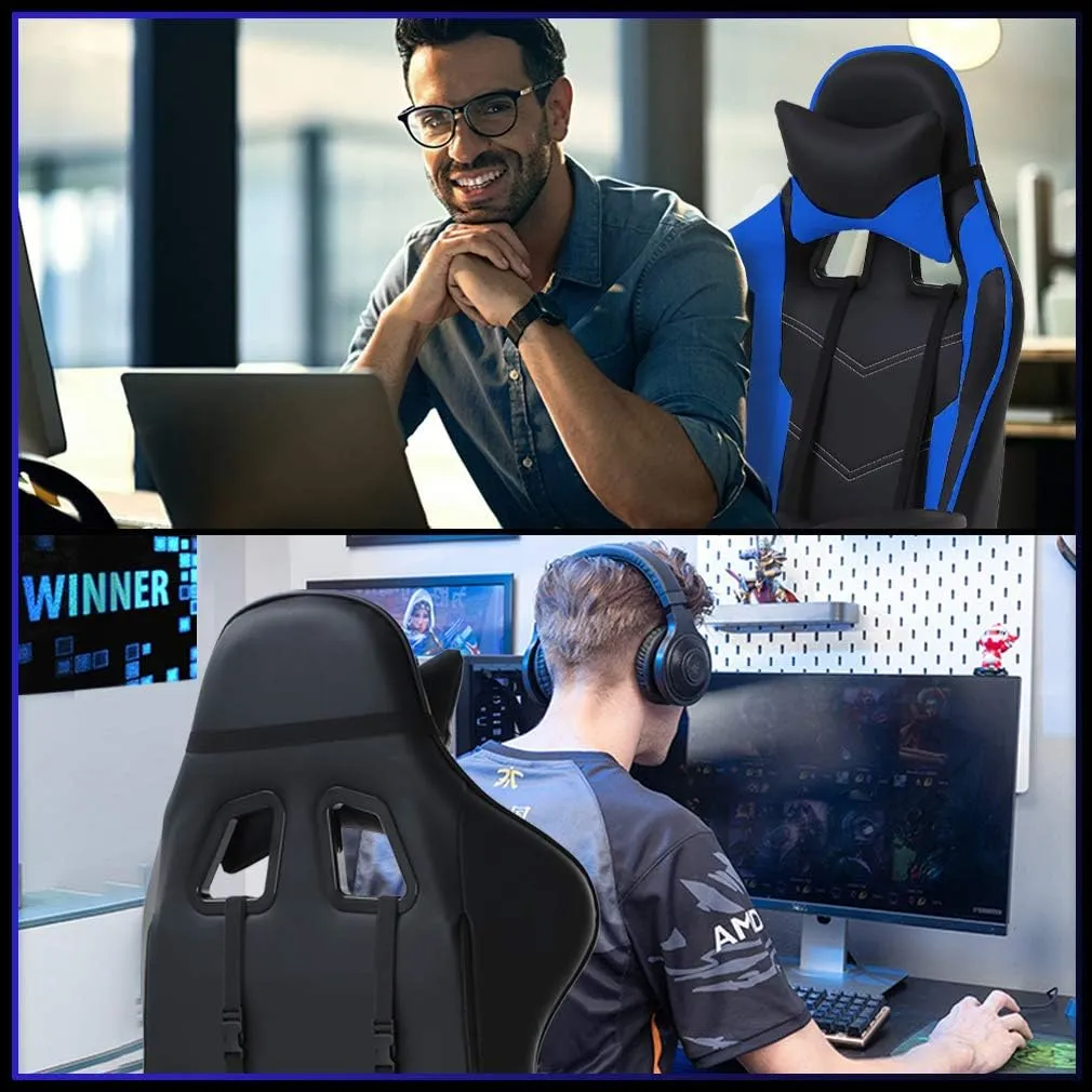 BestOffice Ergonomic Gaming Chair Office Chair Reclining Swivel Desk Chair with Footrest, Lumbar Support, and Headrest for Gamers & Professionals (Blue)