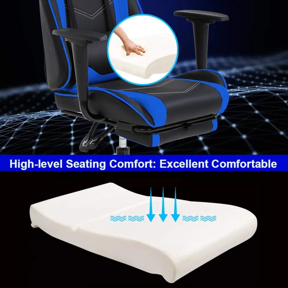 BestOffice Ergonomic Gaming Chair Office Chair Reclining Swivel Desk Chair with Footrest, Lumbar Support, and Headrest for Gamers & Professionals (Blue)