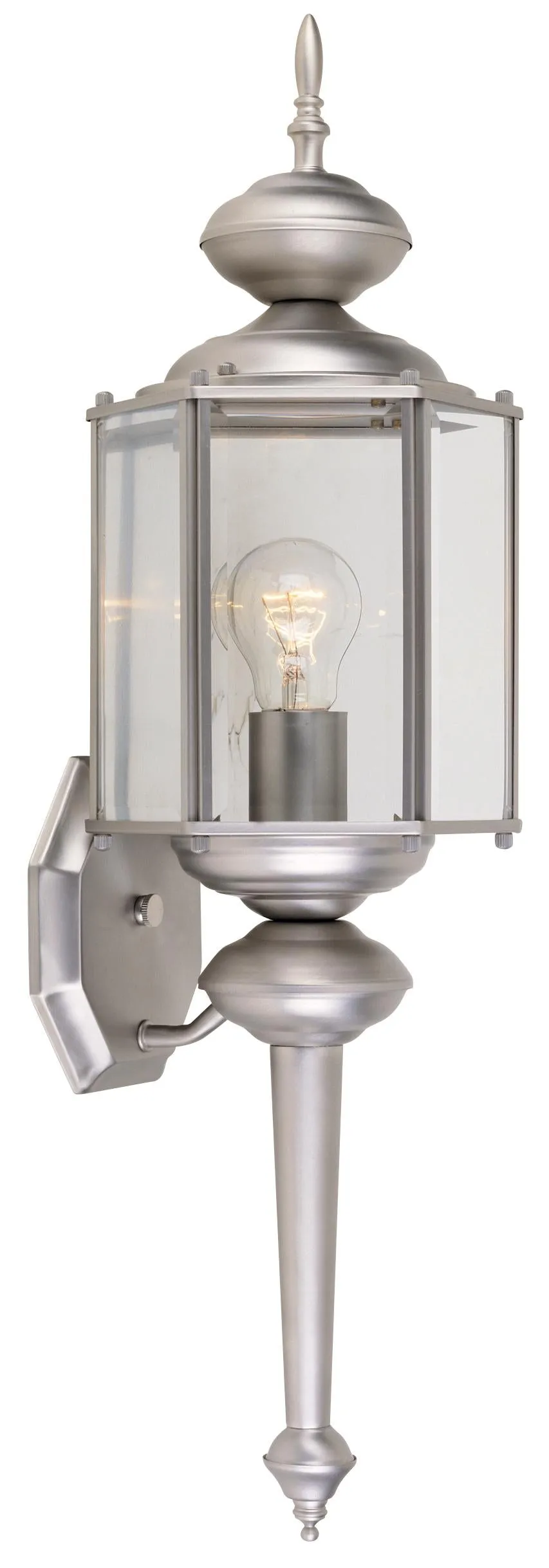 Beveled Glass Lantern One Light Wall Lantern in Pewter