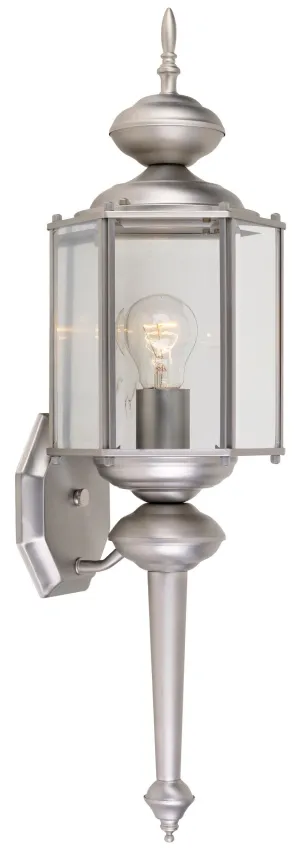 Beveled Glass Lantern One Light Wall Lantern in Pewter