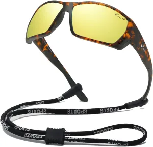 Bevi Polarized Sports Sunglasses Ultralight TR90 Frame Glasses Flexible and Durable for Men Women Sun Glasses