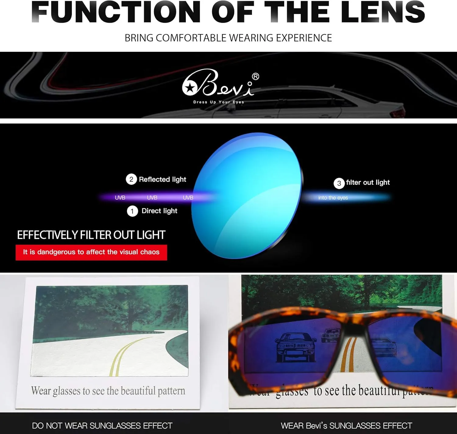 Bevi Polarized Sports Sunglasses Ultralight TR90 Frame Glasses Flexible and Durable for Men Women Sun Glasses
