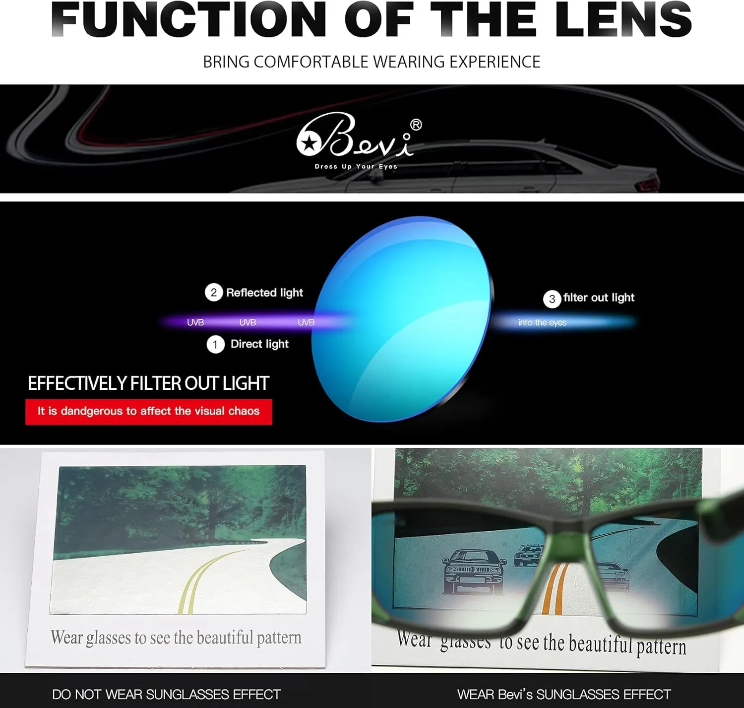 Bevi Polarized Sports Sunglasses Ultralight TR90 Frame Glasses Flexible and Durable for Men Women Sun Glasses