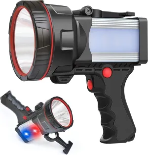 BIGSUN Super Bright Rechargeable Spotlight 160000 lumens Led Flashlight High Power Waterproof Handheld Searchlight with Lantern and 9600mAh Power Bank for Home Security, Camping, Boating, Hunting