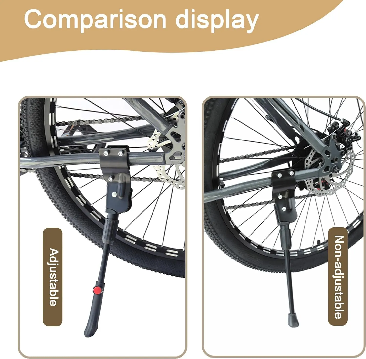 Bike Kickstand for Orbea Laufey Rise Wild FS MX Aqua Berria Spider MX 20 Carpe Terra H30, Adjustable Bicycle Kickstand, Suit Mountain Bike, Concealed Spring-Loaded Latch,A