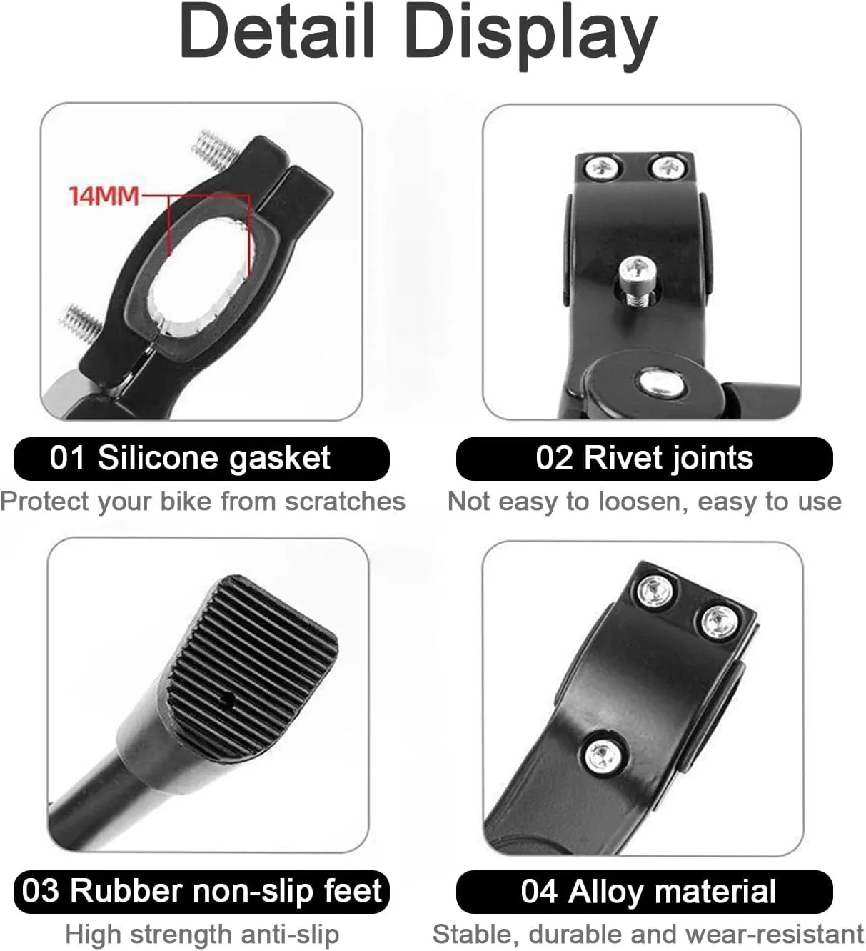 Bike Kickstand for Orbea Wild 2019, Adjustable Bicycle Kickstand, Suit Mountain Bike, Concealed Spring-Loaded Latch, Aluminum Rear Side Bicycle Stand,D