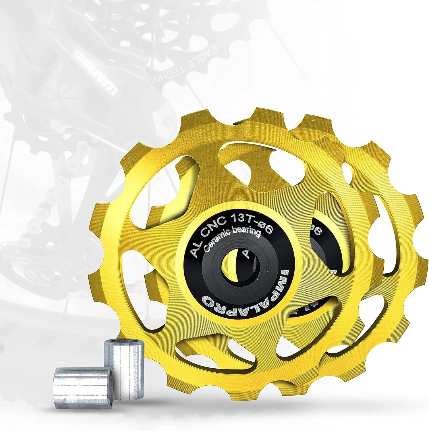 Bike Set of 2 Ceramic Jockey Wheels 13T - Derailleur Pulley - Jockey Wheels 11 Speed - Pulley Sram - Compatible with Shimano Jockey Wheels