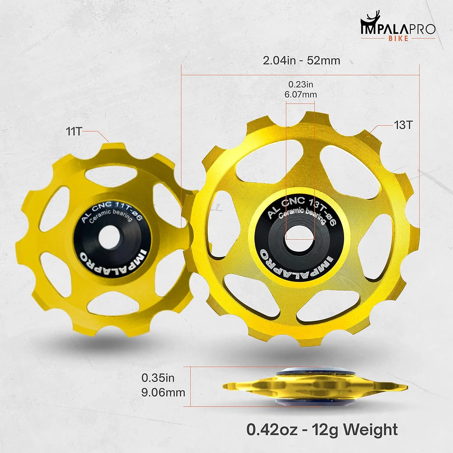 Bike Set of 2 Ceramic Jockey Wheels 13T - Derailleur Pulley - Jockey Wheels 11 Speed - Pulley Sram - Compatible with Shimano Jockey Wheels