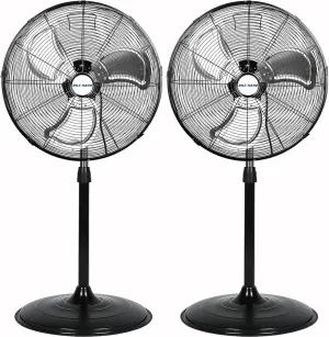 BILT HARD 20" High Velocity Pedestal Fan, 3-Speed 5200 CFM Industrial Oscillating Stand Fan, Heavy Duty Standing Shop Fan with Aluminum Blades for Garage, Commercial and Residential, 2 Pack