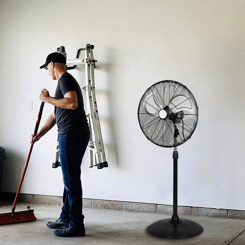 BILT HARD 20" High Velocity Pedestal Fan, 3-Speed 5200 CFM Industrial Oscillating Stand Fan, Heavy Duty Standing Shop Fan with Aluminum Blades for Garage, Commercial and Residential, 2 Pack