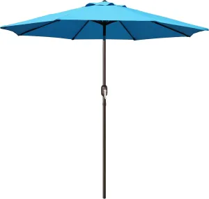 Blissun 9' Outdoor Patio Umbrella, Outdoor Table Umbrella, Yard Umbrella, Market Umbrella with 8 Sturdy Ribs, Push Button Tilt and Crank