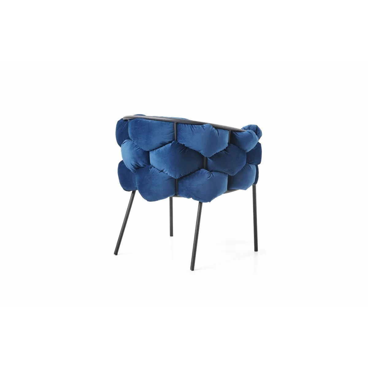 Blue Geo Velvet and Black Velvet Dining Chair