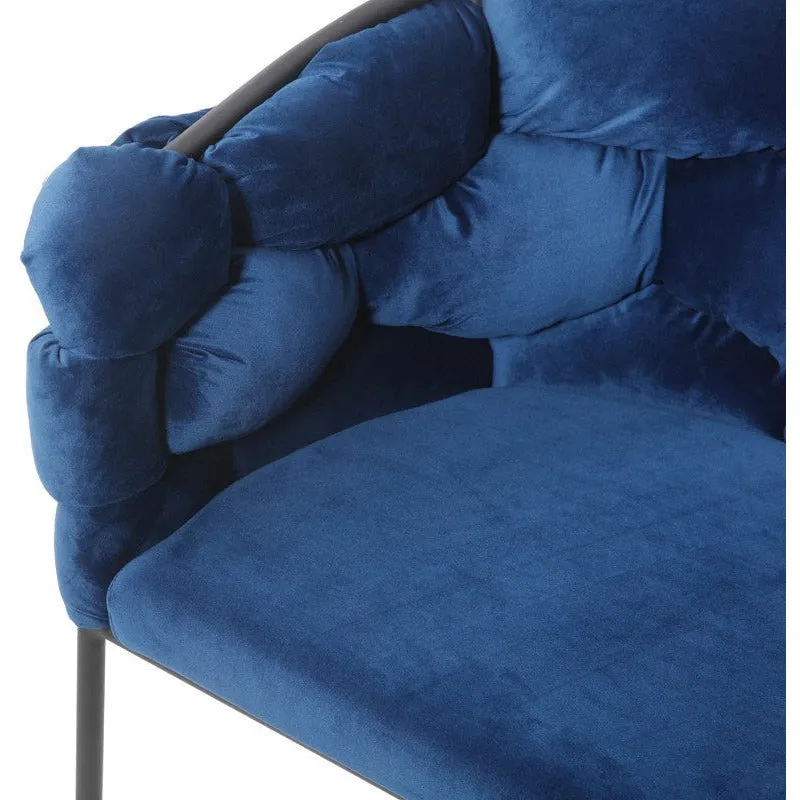 Blue Geo Velvet and Black Velvet Dining Chair