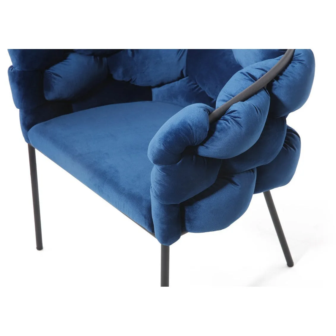 Blue Geo Velvet and Black Velvet Dining Chair
