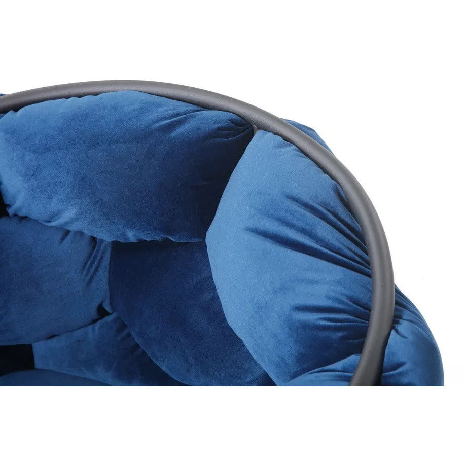 Blue Geo Velvet and Black Velvet Dining Chair