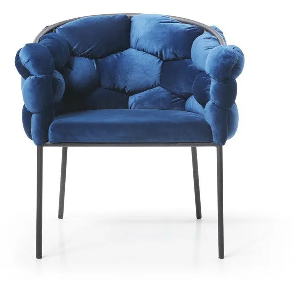 Blue Geo Velvet and Black Velvet Dining Chair