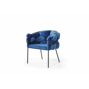 Blue Geo Velvet and Black Velvet Dining Chair