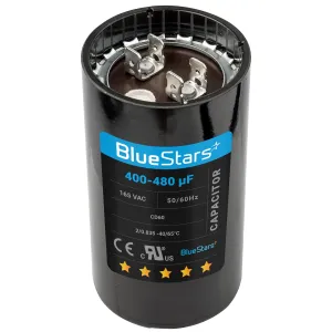 BlueStars Universal Fit 400-480 uf/MFD 165 VAC Round Motor Start Capacitor 50/60 Hz AC Electric Replacement Part - Lifetime Up to 30.000 Hours