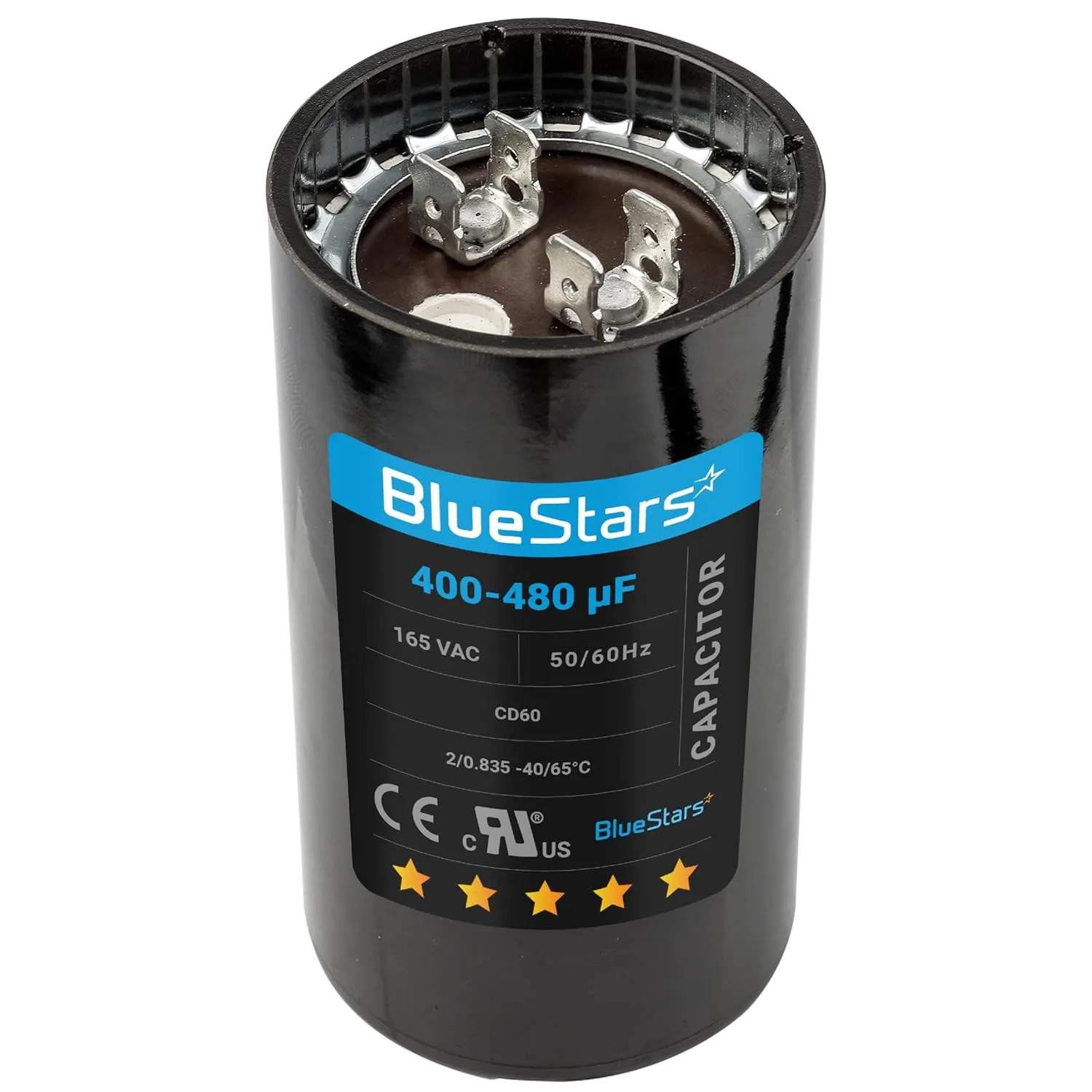 BlueStars Universal Fit 400-480 uf/MFD 165 VAC Round Motor Start Capacitor 50/60 Hz AC Electric Replacement Part - Lifetime Up to 30.000 Hours