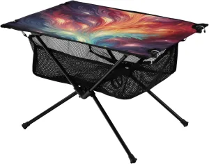 Bolaz Outdoor Folding Portable Picnic Camping Table-Art Colorful Pattern4,Storage Mesh for Camping Gear Accessories, Hiking, Mountaineering, Outdoor Travel