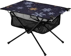 Bolaz Outdoor Folding Portable Picnic Camping Table-Blue Snowflake,Storage Mesh for Camping Gear Accessories, Hiking, Mountaineering, Outdoor Travel