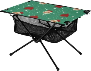 Bolaz Outdoor Folding Portable Picnic Camping Table-Christmas Santa and Star Pattern,Storage Mesh for Camping Gear Accessories, Hiking, Mountaineering, Outdoor Travel