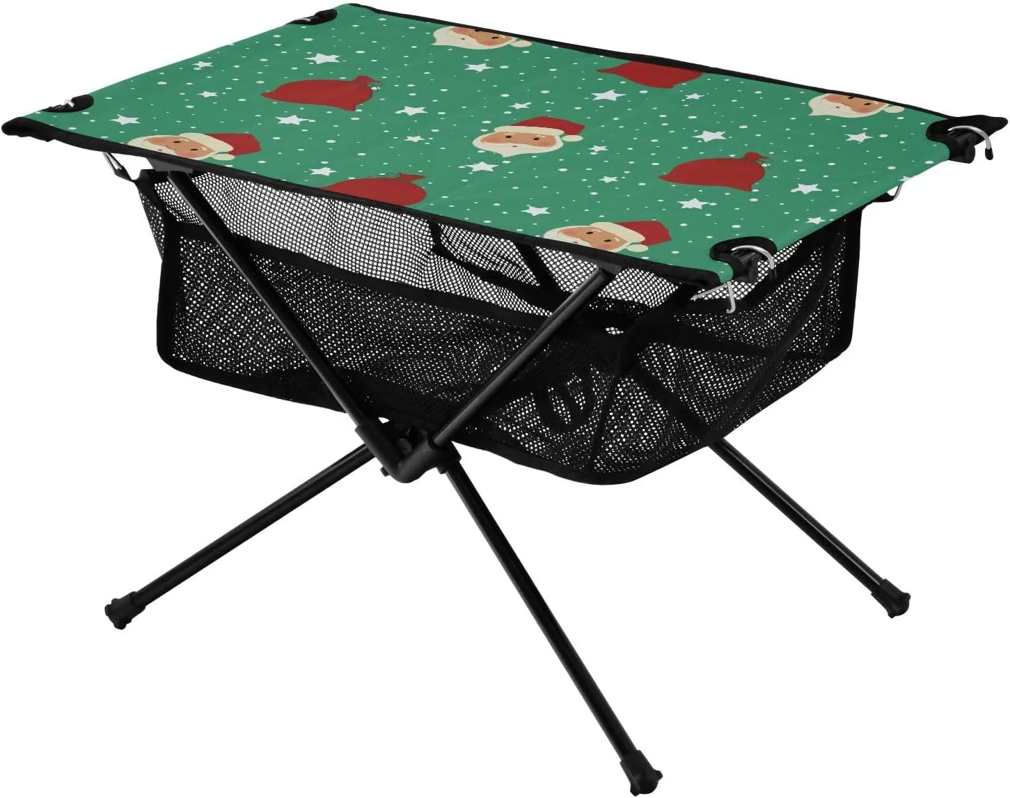 Bolaz Outdoor Folding Portable Picnic Camping Table-Christmas Santa and Star Pattern,Storage Mesh for Camping Gear Accessories, Hiking, Mountaineering, Outdoor Travel