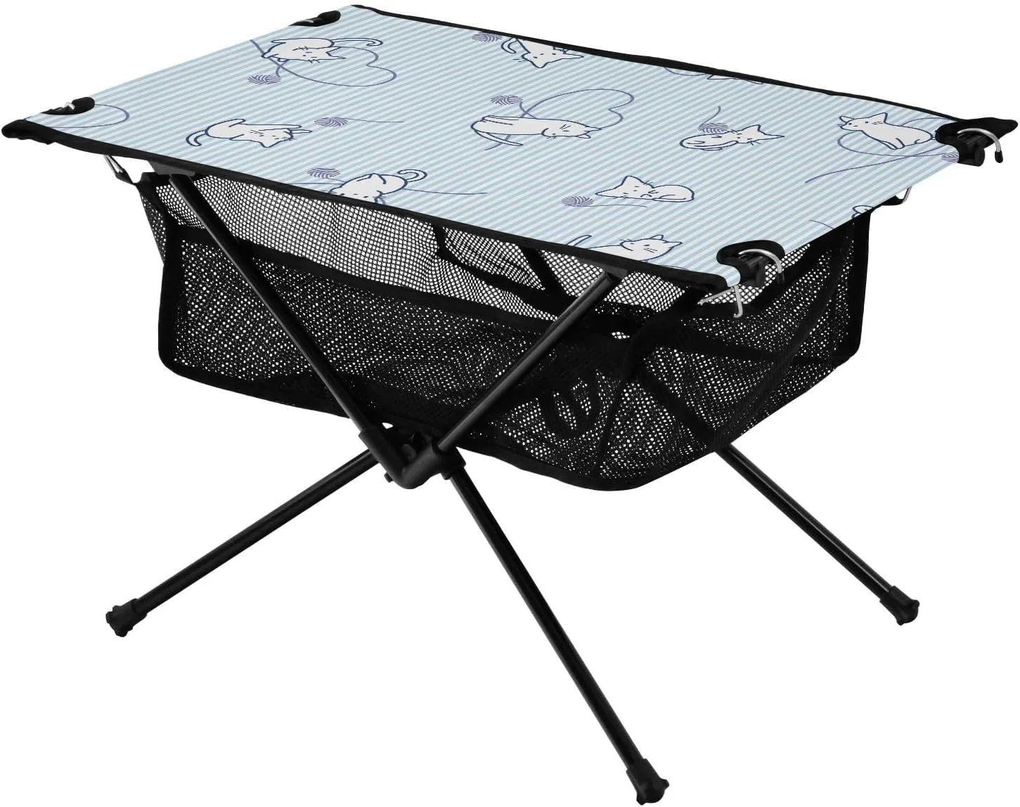 Bolaz Outdoor Folding Portable Picnic Camping Table-Cute cat Pattern and Heart,Storage Mesh for Camping Gear Accessories, Hiking, Mountaineering, Outdoor Travel