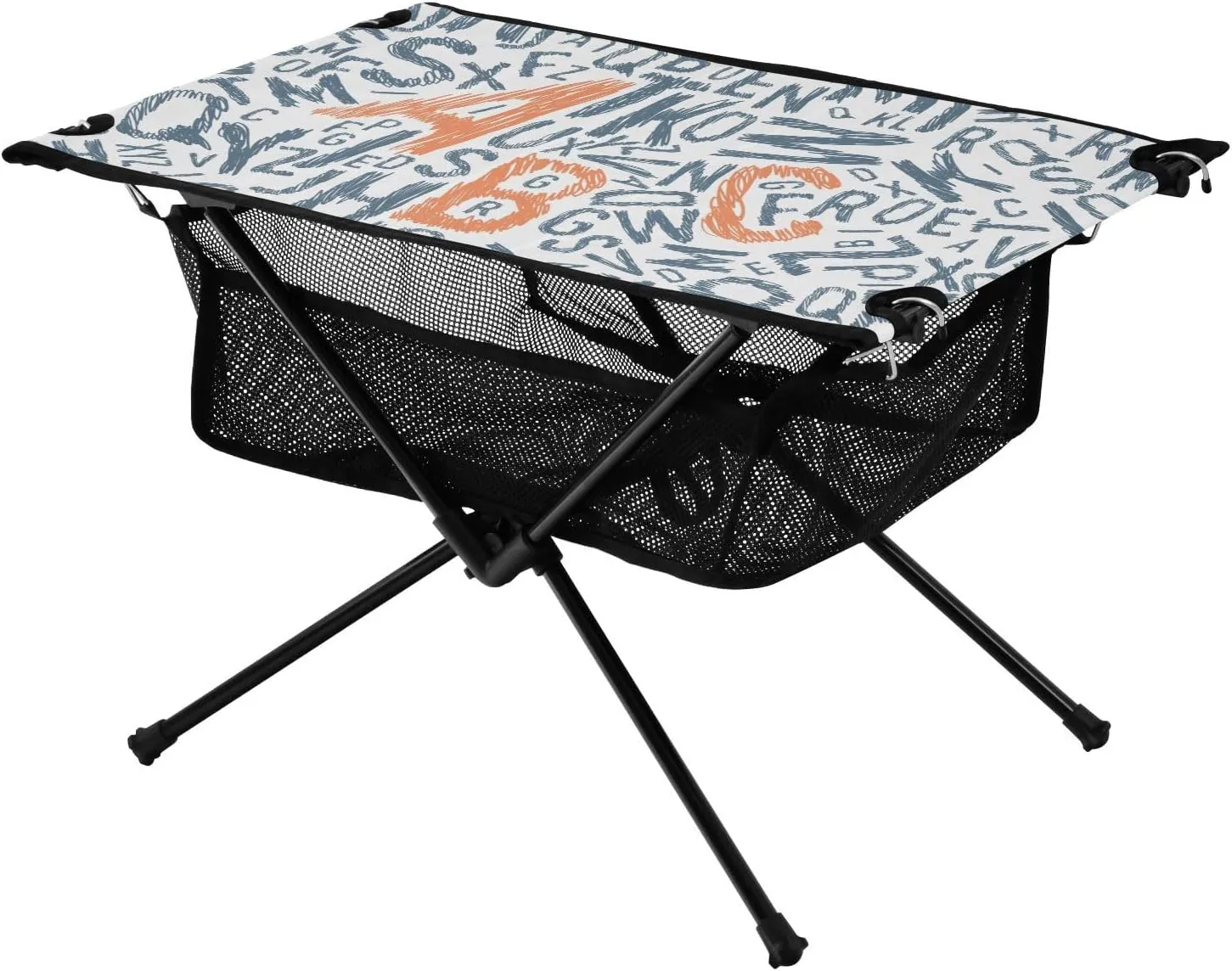 Bolaz Outdoor Folding Portable Picnic Camping Table-English Notes Print,Storage Mesh for Camping Gear Accessories, Hiking, Mountaineering, Outdoor Travel