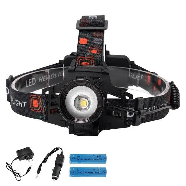 BORUiT 1000LM XML-T6 LED Headlamp 3-Mode Zoomable Headlight Waterproof Camping Hunting Flashlight Use 18650 Battery Head Torch