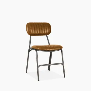 Boston Dining Chair | Tan Faux Leather & Gunmetal
