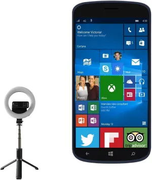 BoxWave Stand and Mount Compatible with Archos 50 Cesium - RingLight SelfiePod, Selfie Stick Extendable Arm with Ring Light - Jet Black