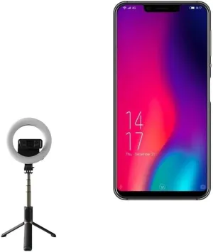 BoxWave Stand and Mount Compatible with Elephone A4 Pro - RingLight SelfiePod, Selfie Stick Extendable Arm with Ring Light - Jet Black