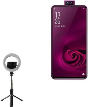 BoxWave Stand and Mount Compatible with Elephone U2 - RingLight SelfiePod, Selfie Stick Extendable Arm with Ring Light - Jet Black