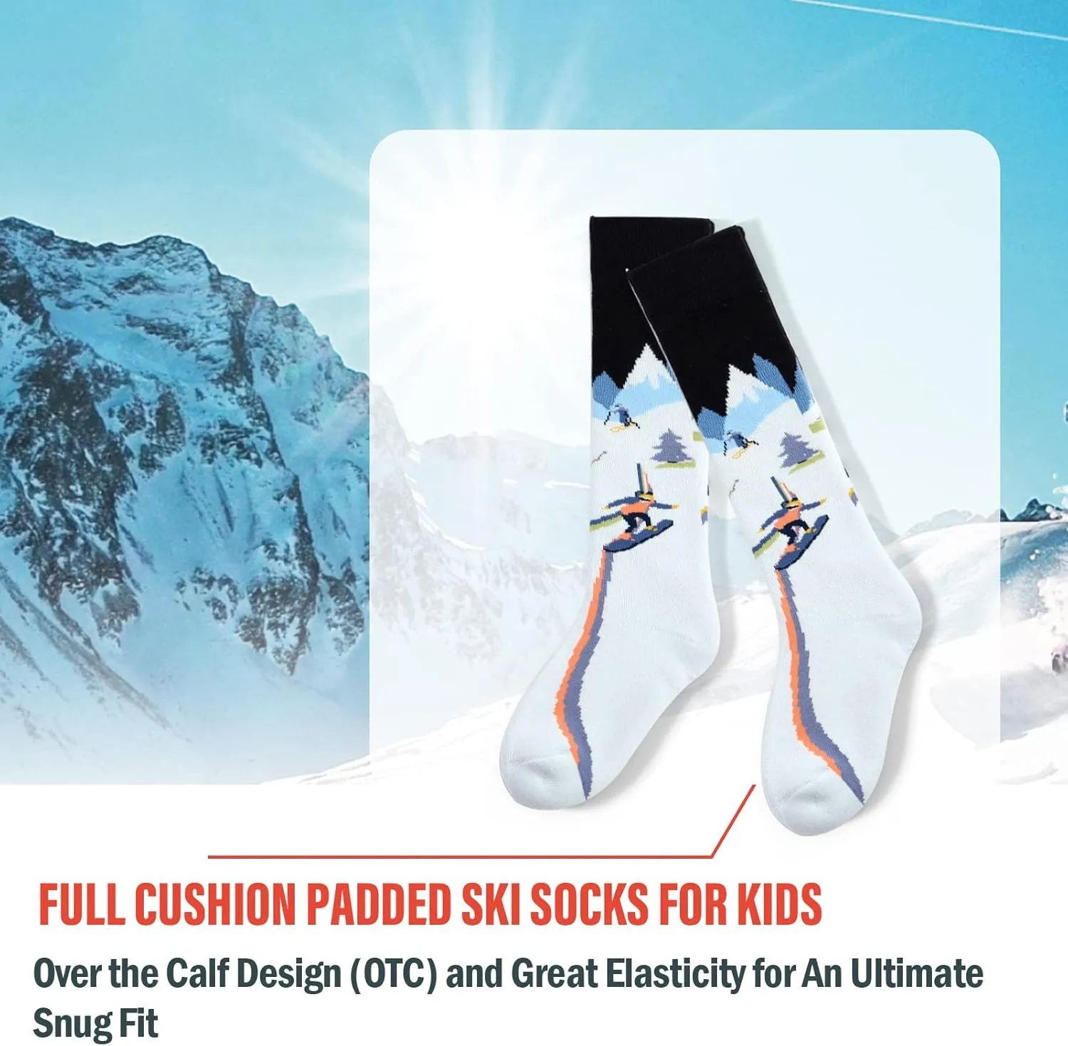 Boys Ski Socks Kids Winter Warm Socks for Boys Girls Thick Thermal Skating Snowboarding Snow Socks 3 Pack