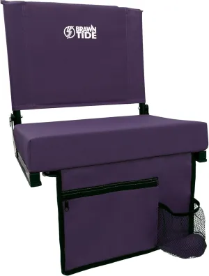 BRAWNTIDE Wide Stadium Seat - Extra Thick Cushion, Great Back Support, Lightweight Chair, Multiple Storage Pockets, Compact, Ideal for Sporting Events