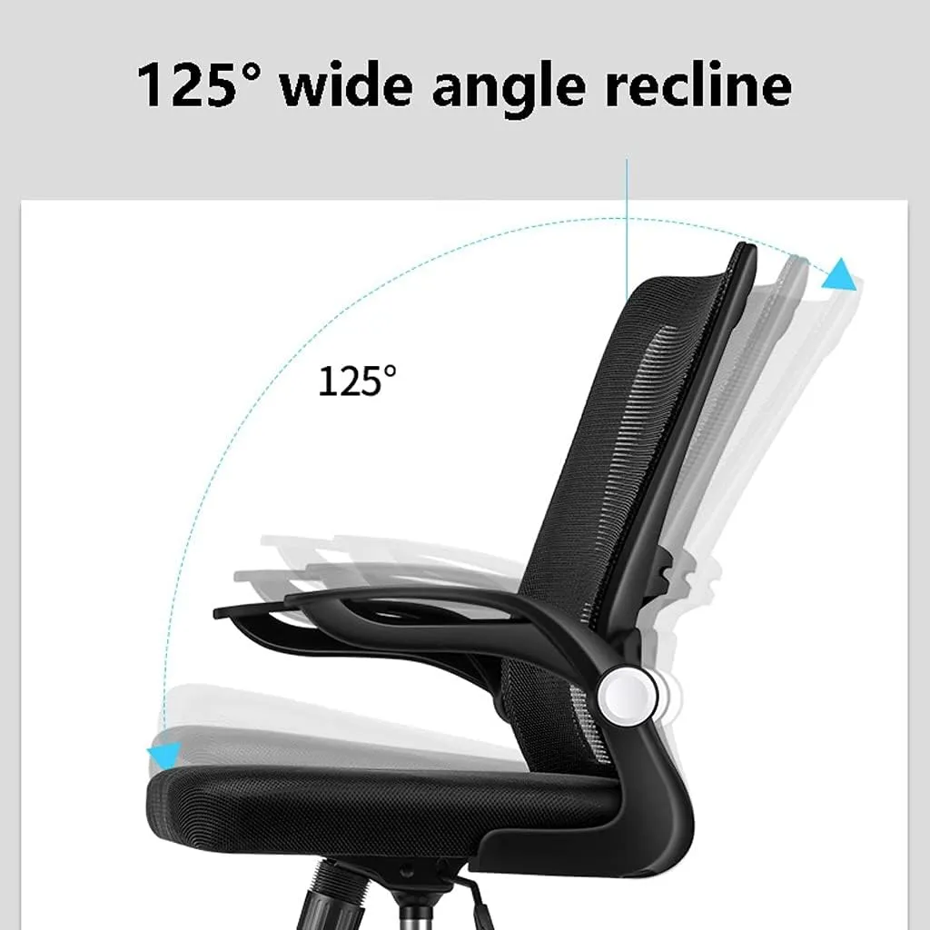 Breathable Office Chair with Pulley Bracket,Ergonomic mesh Adjustable Desk Chair with armrests, for Office, Dormitory, Home Unique (Black)
