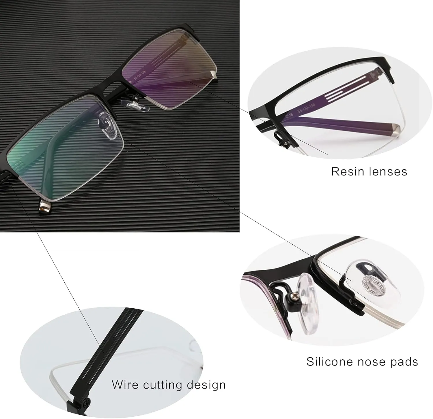Business Casual Men's Ultralight Metal Square Half-frame Bifocal Transition Grayed Lens Presbyopic Reading Glasses