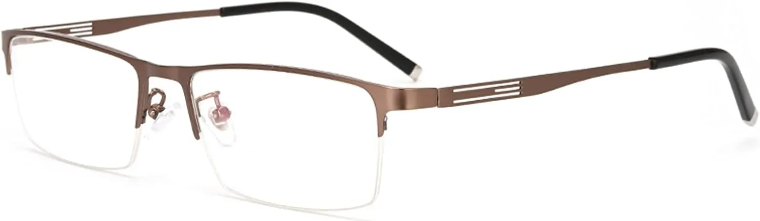 Business Casual Men's Ultralight Metal Square Half-frame Bifocal Transition Grayed Lens Presbyopic Reading Glasses