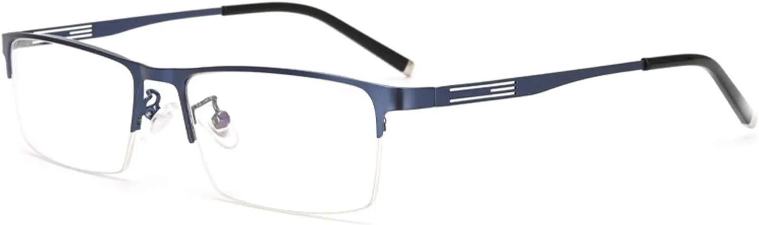 Business Casual Men's Ultralight Metal Square Half-frame Bifocal Transition Grayed Lens Presbyopic Reading Glasses