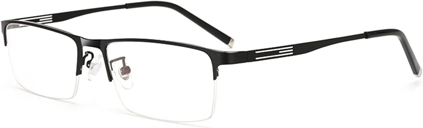 Business Casual Men's Ultralight Metal Square Half-frame Bifocal Transition Grayed Lens Presbyopic Reading Glasses