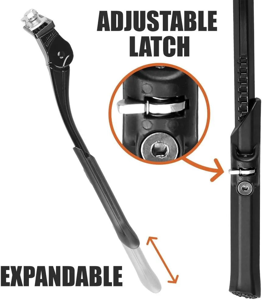 BV Chromium Adjustable Bicycle Kickstand with Concealed Spring-Loaded Latch, for 24-29 Inch Bike Kickstands